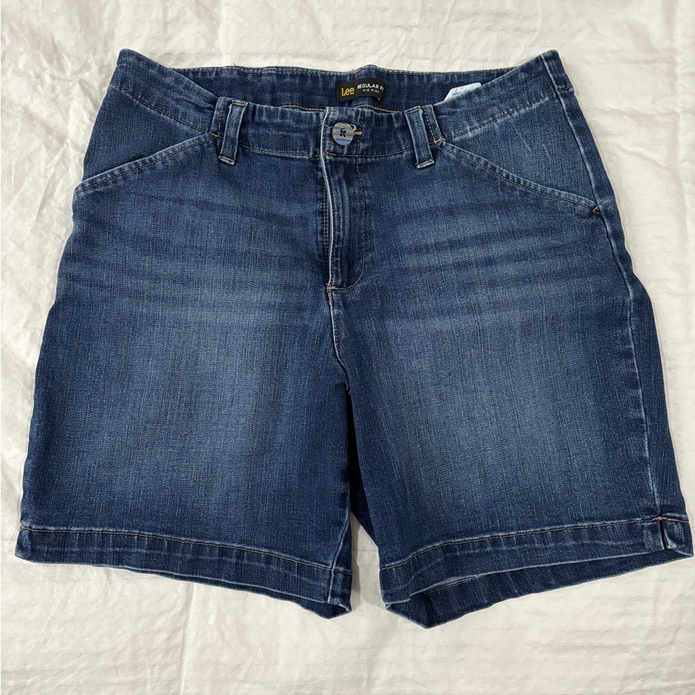 Lee Women's Navy Blue Denim Bermuda Shorts Size 12
